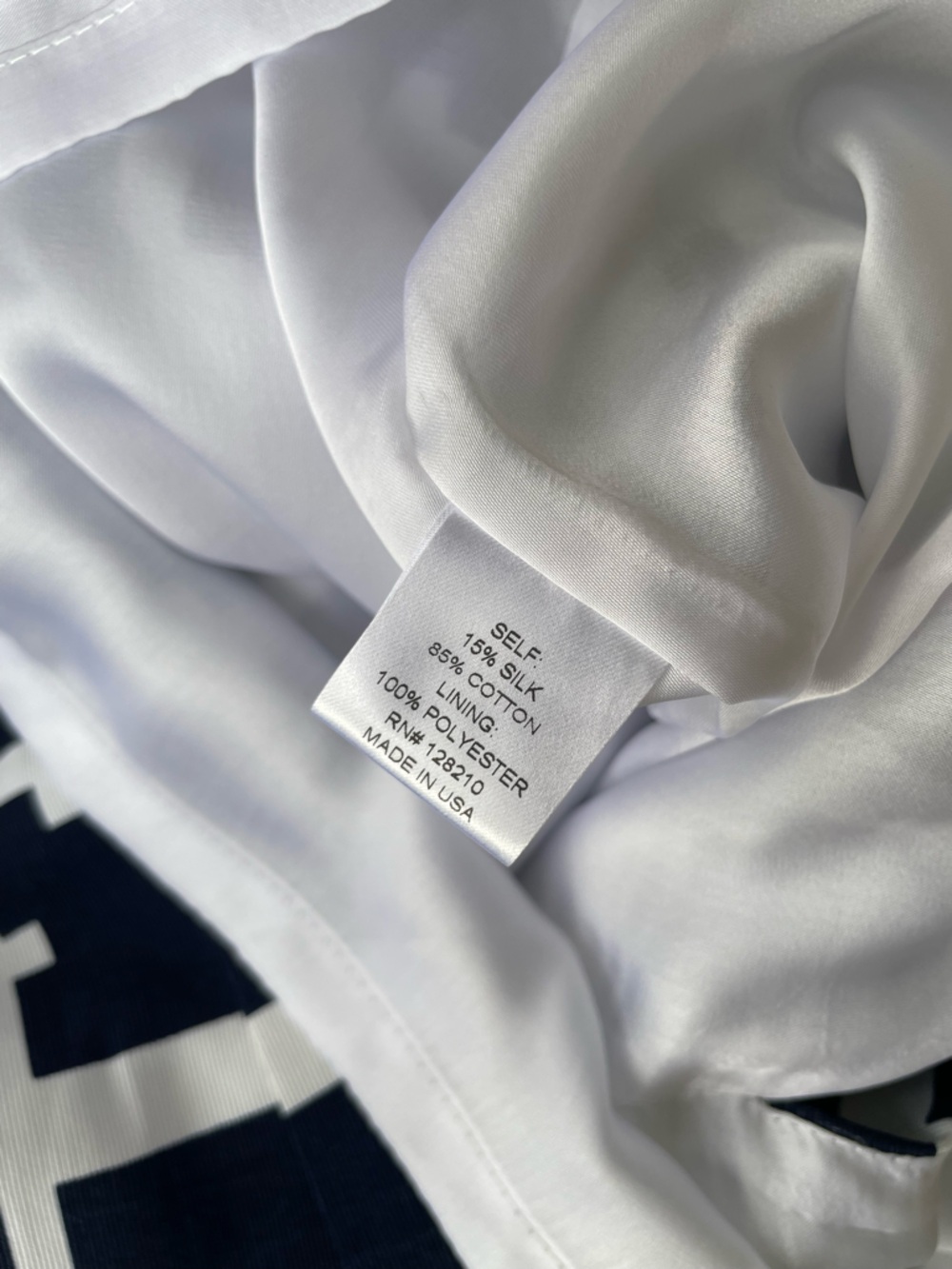 Elizabeth McKay Cotton Silk Navy White Geometric Sheath Dress Size 8 Made in USA - Picture 7 of 7